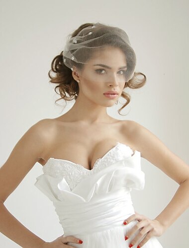  Eénlaags Vintage-stijl / Klassieke Stijl Bruidssluiers Gezichtssluiers met Pure Kleur / Kristallen / Bergkristallen Tule / Vogelkooi