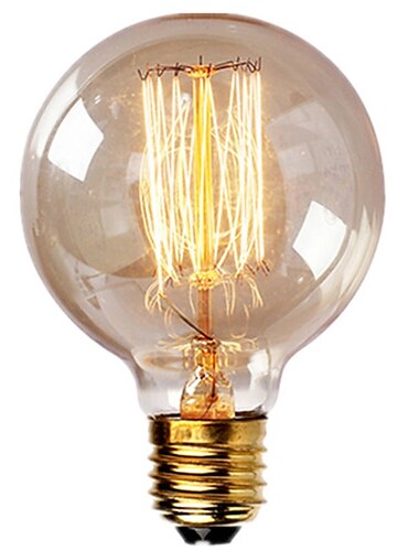  1 unid. Bombillas edison vintage con filamento espiral 40w regulable e27 g95 globo redondo grande antiguo acabado dorado claro diseño industrial ámbar