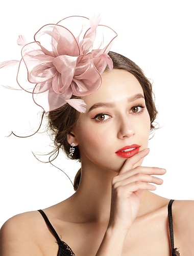  Fascinadores Accesorio para la Cabeza Tul Té Fiesta Carrera de Caballos Día de Damas Elegante Retro Con Accesorio Floral de Pluma Impresionante Vestido Día de Carrera 2025