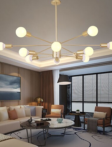  12 głów 96cm wisiorek led żyrandol nordic gold sputnik nowoczesny salon jadalnia sypialnia metalowe wykończenia 110-120v 220-240v