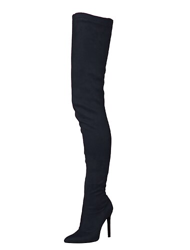  Damen Stiefel Stöckelschuhe Stiefel mit Absatz Party Täglich Feste Farbe Stiefel über Knie Oberschenkelhohe Stiefel Stöckelschuh Stöckelabsatz Spitze Zehe Elegant Sexy Klassisch Kunst-Veloursleder PU