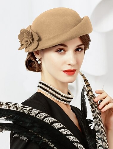  Chapeaux Coiffure Casque Laine Mariage Fête du thé Derby kentucky Course de chevaux Journée des dames Elégant Avec Fleur Casque Couvre-chef