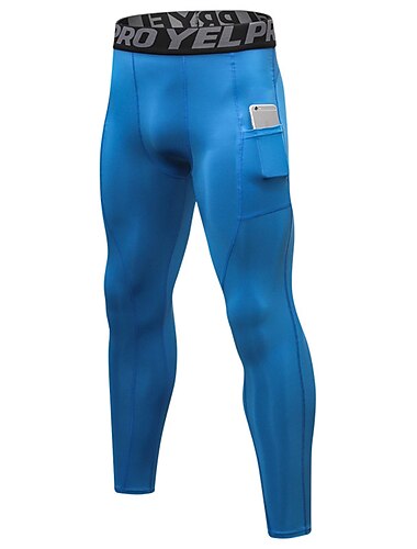  Voor heren Strakke hardloopbroek Compressiebroek met telefoonzak Hoge taille Basislaag Winter Buikcontrole Billenlift Sneldrogend Fitness Sportschooltraining Hardlopen Sportkleding Sportkleding Zwart