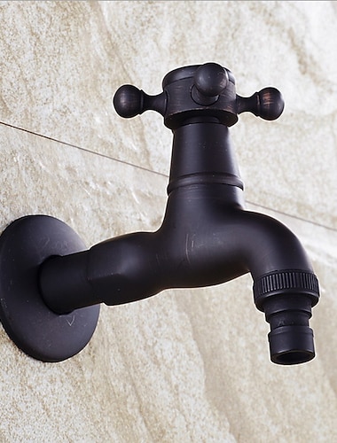  Robinet d'extérieur, robinet d'intérieur/extérieur à poignée unique de style industriel, installation murale noire , bec standard à un trou,/robinet d'évier de salle de bain en laiton de style