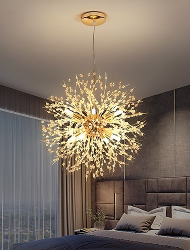  9-Licht 50 cm Kristall / Augenschutz Pendelleuchte Metall Sputnik galvanisiert moderne zeitgenössische 110-120 V / 220-240 V.