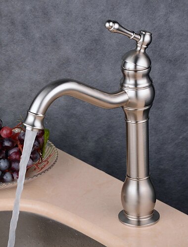  Mitigeur d'évier de salle de bain monté sur le pont, robinets de lavabo pivotants à 360 degrés, mitigeur rose, robinet électrolytique monotrou avec eau chaude et froide or/noir/or brossé/laiton/nickel rustique