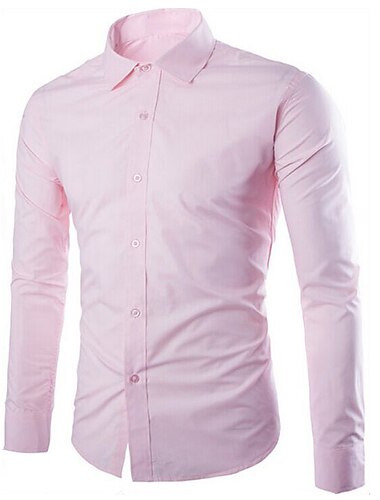  Herren Oberhemd Kragenhemd Knopfhemd Glatt Hochzeit Arbeit Schwarz Weiß Rosa Wein Langarm Kragen Herbst Frühling Sommer Bekleidung