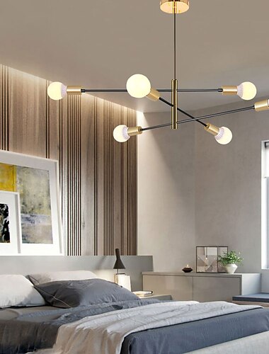  6-punktowy żyrandol 105 cm metalowy żyrandol sputnik design lampa wisząca malowane wykończenia współczesny artystyczny styl nordycki sypialnia oświetlenie salonu 110-120v 220-240v