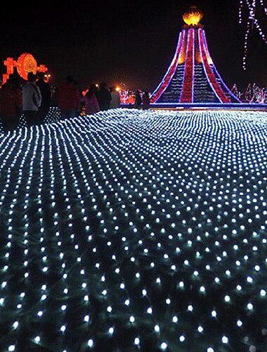  Jule LED nettlys 6x4m 880 LED utendørs snører snøreliv nettlys jul utendørs patio hage busk gjerde dekorasjoner