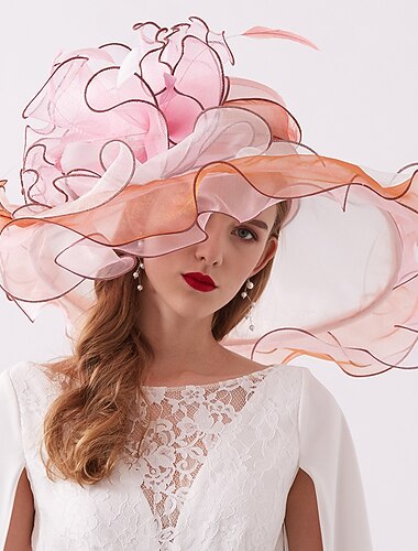  organza  höyhenet Kentucky-hattu  fascinaattorit  päähine höyhenellä  kukalla  kerroksittain 1 kpl häät  ulkona  hevoskilpailut päähine pukeutua vaikuttavasti kilpailupäivän mekko