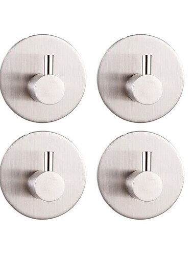  4 Stück selbstklebende Wandhaken aus Edelstahl, mattschwarz, zur Wandmontage, Handtuchhaken, Edelstahl, für Küche, Badezimmer, Bademantel, schwarze Haken, Handtuchständer, klebriger Wandhaken