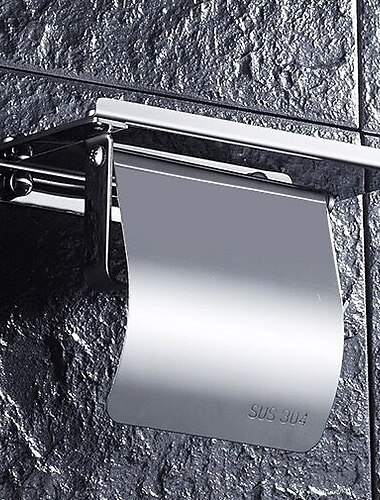  トイレットペーパーホルダー ステンレス鋼 バスルーム用 携帯電話収納棚 壁掛け 銀色 1個