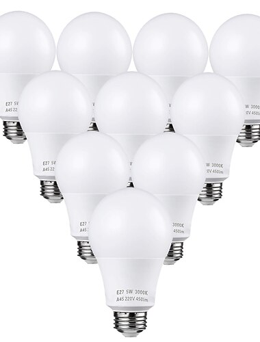  10 pièces 5w ampoules led 50w halogène équivalent 3000k/6000k blanc chaud pas de scintillement e26 e27 500lm non dimmable ac110-220v