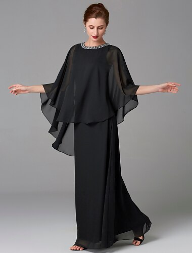  שמלת אמא של כלה חתונה אורחת חתונה elegant פלוס סייז צוואר יהלום אורך רצפה שיפון ללא שרוולים עם חרוזים 2025 מידה מותאמת חינם