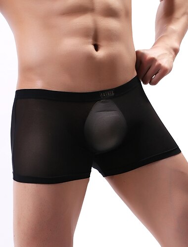  Miesten 1 pakkaus Retroshortsit Alusvaatteet Bokserit Kalsarit Silmukka Nylon Matala vyötärö Vaalean sininen Musta