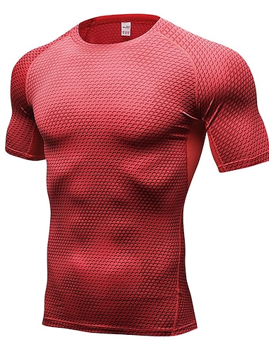  Homens Camisetas Compressão Camiseta de Corrida Manga Curta Camiseta Verão Respirável Secagem Rápida Pavio Humido Ginástica Treino de Ginástica Corrida Roupa de esporte Roupas Esportivas 3D impressão