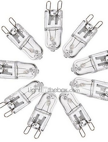 10pcs G9 Halogen Light Bulb 40W T4 for Range Hood Lights Microwave Ovens Bathroom Chandeliers Replacement Dimmable Warm White 220~240V