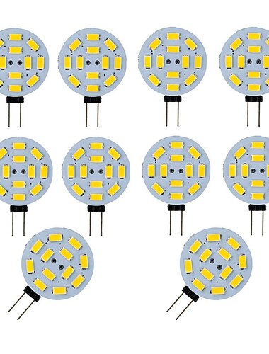  10 Uds 3w bi-pin disc bombilla led 300lm g4 smd5730 30w halógeno equivalente blanco frío cálido para puck luces rv remolques campistas automotrices
