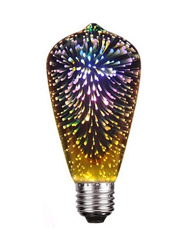 1pc st64 4w led 3d étoile colorée feux d'artifice ampoule (2200k) e26 / e27 ampoules à incandescence base edison ampoule lumière pour maison de vacances décoration décoration led lampe multicolore 220