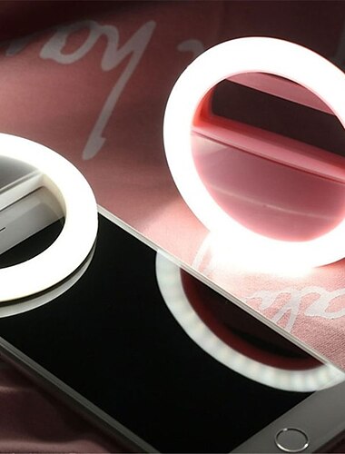  2 stuks selfie ring licht draagbare clip voor smartphone fotografie camera video 3 modi dimbare aaa batterijen aangedreven