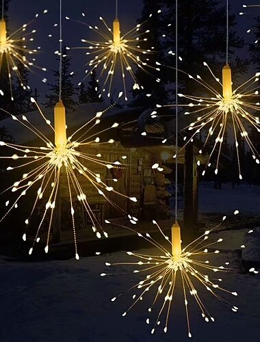  led אורות נצנצים starburst diy חיצוני עמיד למים אורות מחרוזת פיות 8 מצבים עם שלט רחוק למסיבת חתונה עיצוב חדר שינה לחג המולד 4 חבילות 2 חבילות 1 חבילה