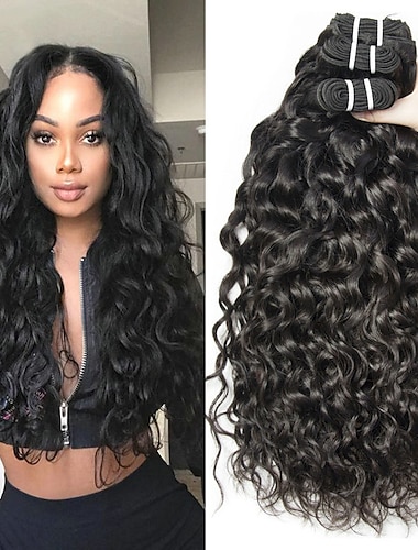  3 paquetes Tejidos de cabello Cabello Brasileño Ondulado Pequeño Extensiones de Pelo Natural Cabello humano remy Paquetes de tejido de cabello 100% Remy 300 g Tejidos Humanos Cabello Extensiones