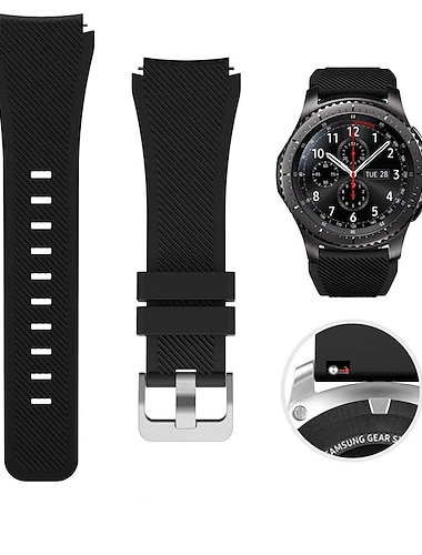  Klockarmband för Samsung Watch 3 45mm, Galaxy Wacth 46mm, Gear S3 Classic / Frontier, Gear 2 Neo Live Silikon Ersättning Rem 22mm Justerbar Sportband Armband