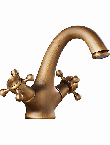  robinet de lavabo de salle de bain - ensemble central en laiton antique classique mélangeurs un trou robinets de bain