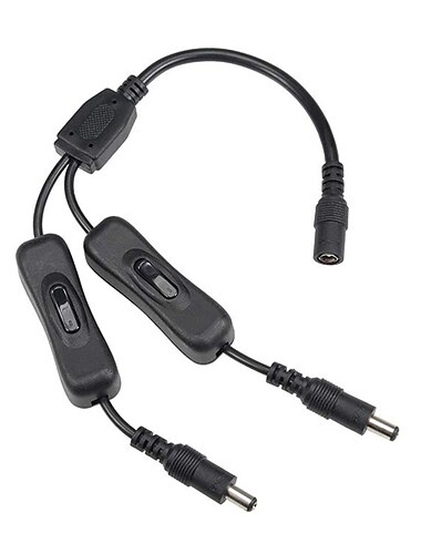  zdm a 2 puertos dc 12v en línea basculante en el interruptor de apagado con conector de 5.5 x 2.1mm dc macho a hembra cable de alimentación para cámara de cctv con luz de tira led