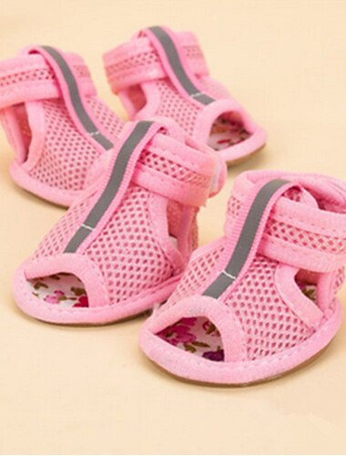  Mesh-Hundeschuhe Haustierstiefel, atmungsaktive Hundeschuhe für kleine Hündchen, wasserdichte Haustiersandalen mit rutschfester Sohle und Reißverschluss, langlebiger Haustierpfotenschutz für heiße