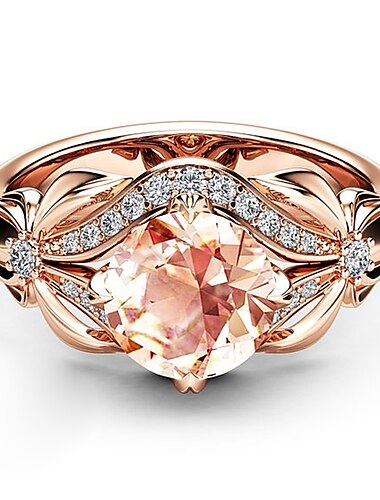  1pc Band Ring Ring For Women's Crystal Pink Gift Festival Copper Rose Gold Plated Imitation Diamond Vintage Style Flower / Knuckle Ring