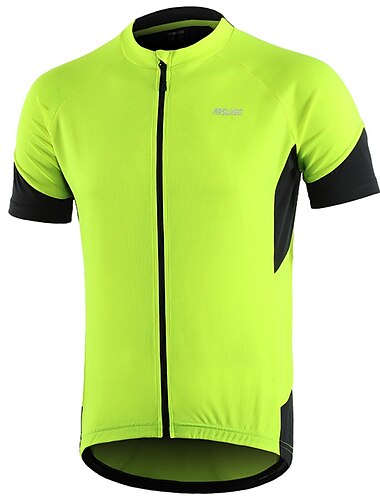  Arsuxeo Per uomo Maglia da ciclismo Manica corta Bicicletta Superiore con 3 tasche posteriori Ciclismo da montagna Cicismo su strada Traspirante Traspirazione umidità Strisce riflettenti Tasca