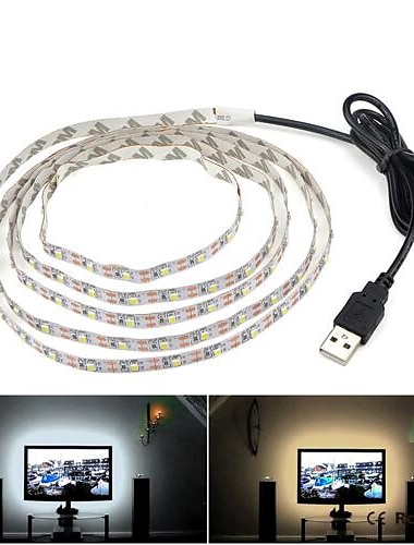  2m 6.6ft usb bandes lumineuses led flexibles 120 leds 2835 smd blanc chaud blanc froid autocollant tv fond 5v