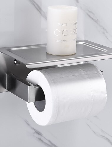  Badezimmer-Accessoires-Set aus gebürstetem Edelstahl, bestehend aus Kleiderhaken, Handtuchhalter, Toilettenpapierhalter mit Handyablage, Handtuchhalter und Rollenpapierablage 1 oder 3tlg