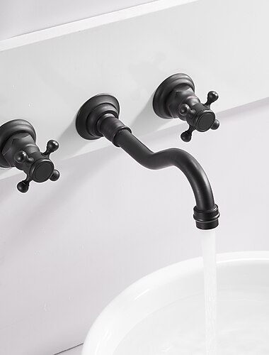  fürdőszobai mosogató csaptelep - falra szerelhető / széles körben elterjedt galvanizált falra szerelhető két fogantyú, három lyukas kádcsap