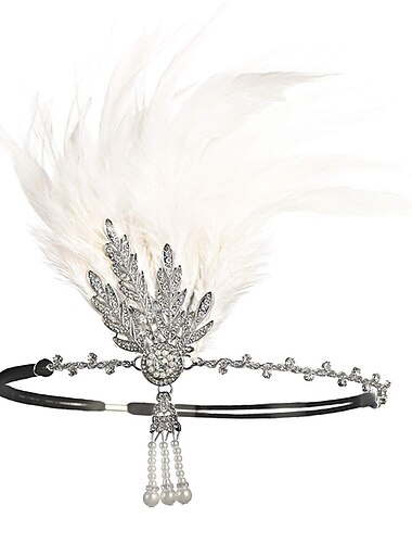  Vintage Goldene Zwanziger 1920er Flapper-Stirnband Charleston Hochzeitsgast Feder Damen Weihnachten Halloween Karneval Urlaub Party / Abend Maskerade Erwachsene Kopfschmuck Ganzjahres
