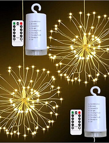  elegant bröllopsfest mottagning utomhus vattentät fyrverkeriljus - 180 led starburst koppartråd blinkande ljus, 8 lägen, fjärrhängande lampor för uteplats, sovrum &amp; trädgårdsinredning