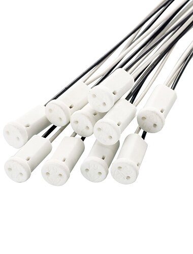  G4 bombilla led zócalo halógeno mr11 base portaámparas de base de soporte bifurcador zócalo bipolar base miniatura halógeno incandescente zócalo led cuerpo de cerámica soporte de lámpara 10 paquetes