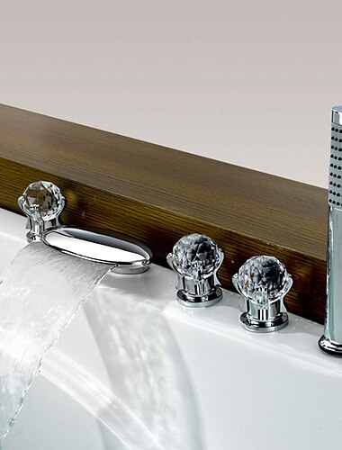  Rubinetto vasca - Moderno Cromo Vasca romana Valvola in ottone Bath Shower Mixer Taps