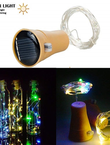  guirlande solaire extérieure lumière de jardin solaire led 2m 20led bouteille de vin à énergie solaire en forme de liège guirlande de fil de cuivre led guirlande lumineuse extérieure festival