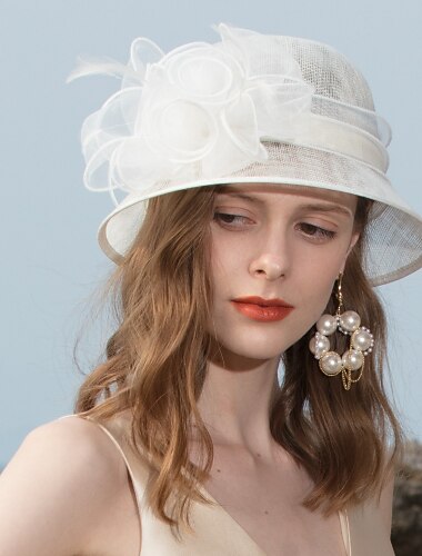  Fascinators Hoeden Vlas Veer Bowler  Cloche Hoed Zonnehoed Hoge Hoed Bruiloft Casual Kentucky Paardrennen Dames Dag Romantische Bruiloft Prinses Met Hoofdsieraad Hoofdbedekking jurk om indruk te maken