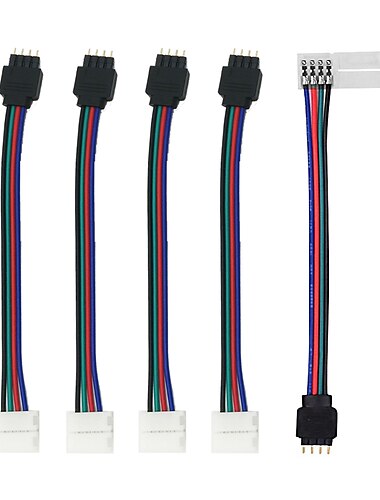  zdm 5 pcs led 5050 rgb conector de luz de tira 4 pines conductor de 10 mm de ancho tira a controlador jumper sin soldadura abrazadera