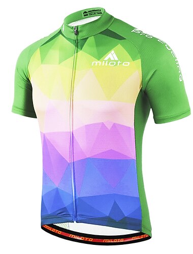  Herren Radtrikot Regenbogen Farbverlauf Gemustert Kurzarm Fahhrad Hemd Sweatshirt Trikot mit 3 Gesäßtaschen Mountainbike MTB Straßenradsport Schnelltrocknend Feuchtigkeitsdurchlässigkeit