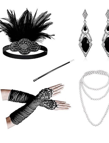  Hårband Örhänge Pärlhalsband Halloween kostym Kläder 1920-talet Halloween Legering Till Den store Gatsby Cosplay Dam Kostymsmycken Märkessmycken / Handskar / Handskar / Örhängen / Dekorativa Halsband