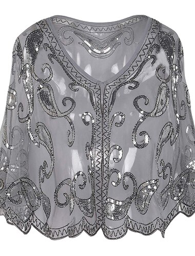  Goldene Zwanziger 1920er Cocktailkleid Partykostüm Abschlussballkleid Halloween Kostüme Der große Gatsby Charleston Hochzeitsgast Pailletten Geometrisch Kap Normal Damen Hochzeit Party Hochzeitsgast