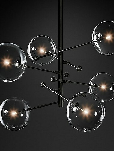 Pendelleuchte Glaskugel Design moderner nordischer Stil 6-flammiger Kronleuchter lackierte Oberflächen galvanisiertes Metall 220v 110v warmweiß kaltweiß