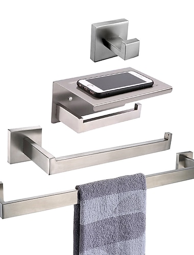  סט של אביזרים לאמבטיה / מתלה מגבת / מחזיק נייר טואלט עיצוב חדש / יצירתי / רב שימושי עכשווי / מודרני פלדת על חלד / פלדת אל חלד / ברזל / מתכת 4 יחידות - חדר אמבטיה מותקן על הקיר