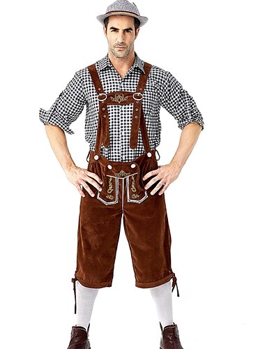  Carnaval Oktoberfest Costume Blouse / Chemise Costume de fête Lederhosen Bavarois Bavarois Allemand Munich Prairies Homme Tissu de style traditionnel Chemisier Pantalon