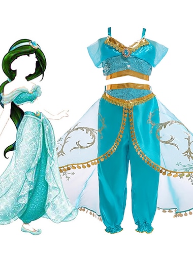  Princezna jasmín Šaty Cosplay kostým Květinové šaty Do áčka šaty na dovolenou Filmové kostýmy for Dívčí Dětské Vánoce Karneval Den dětí
