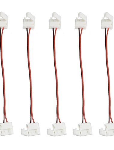  zdm 5 pcs impermeable 8 / 10mm ancho 2-pin smd 5050 3528 flex led conector de tira monocromo led tira para pelar puente